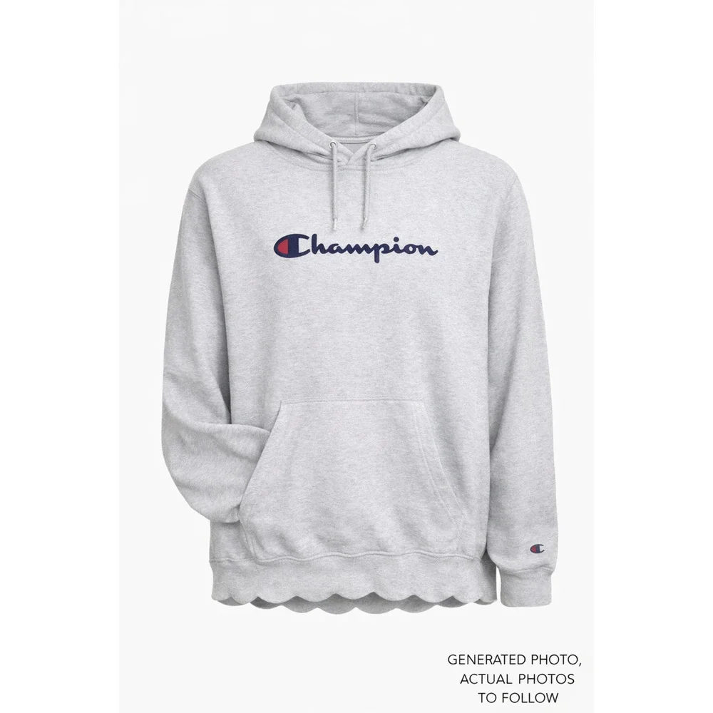 Gray Logo Hoodie Sweatshirt Athleisure Casual Youth Kids Champion XL